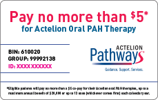 Pay no more than $5* for Actelion oral PAH Therapy